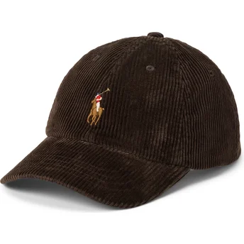 Justerbar mørkebrun kasket med buet skygge Classic Sport Corduroy fra Polo Ralph Lauren