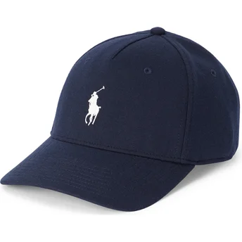 Marineblå buet snapback kasket i moderne dobbeltstrik jacquard fra Polo Ralph Lauren