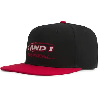 Sort og rød snapback kasket med fladt skygge Graffiti Logo fra AND1