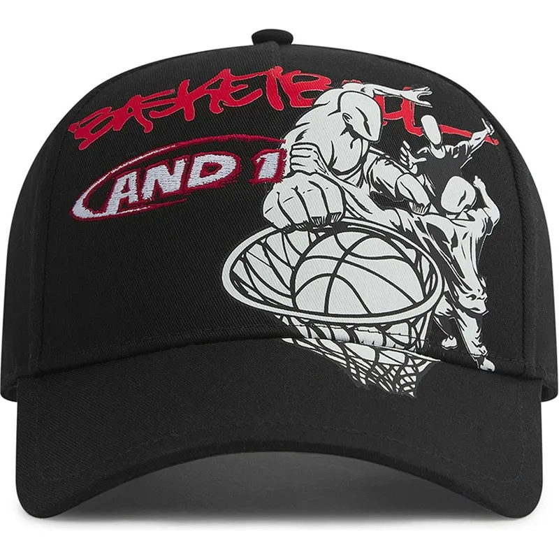 sort-snapback-kasket-med-buet-skygge-dunk-graffiti-fra-and1