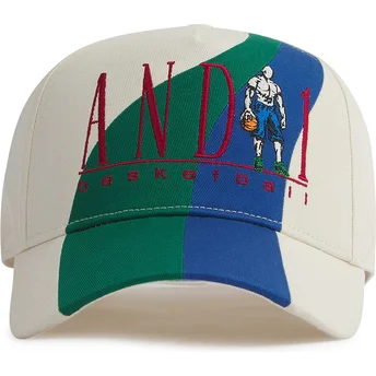 Beige buet snapback kasket med Retro Logo Farveblok fra AND1