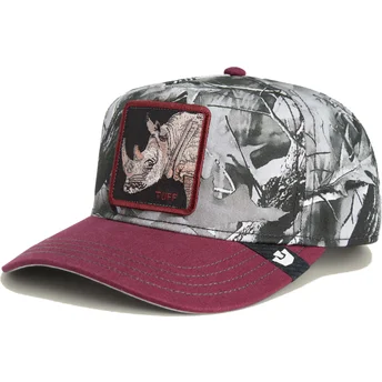 Rød buet snapback kasket med næsehorn Tuff Camo Desaturated Camo The Farm fra Goorin Bros.