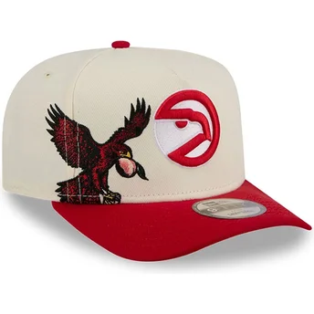 Buet beige og rød snapback-kasket 9FIFTY A Frame Precurved Hardwood Classics fra Atlanta Hawks NBA fra New Era