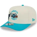 buet-beige-og-bla-snapback-kasket-9fifty-a-frame-precurved-hardwood-classics-fra-charlotte-hornets-nba-fra-new-era
