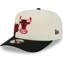 buet-beige-og-sort-snapback-kasket-9fifty-a-frame-precurved-hardwood-classics-fra-chicago-bulls-nba-fra-new-era