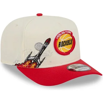 Beige og rød buet kasket snapback 9FIFTY A Frame Precurved Hardwood Classics fra Houston Rockets NBA fra New Era