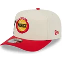 beige-og-rod-buet-kasket-snapback-9fifty-a-frame-precurved-hardwood-classics-fra-houston-rockets-nba-fra-new-era