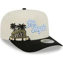 beige-og-sort-buet-kasket-snapback-9fifty-a-frame-precurved-hardwood-classics-fra-los-angeles-lakers-nba-fra-new-era
