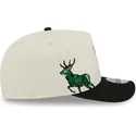 buet-beige-og-sort-snapback-kasket-9fifty-a-frame-precurved-hardwood-classics-fra-milwaukee-bucks-nba-fra-new-era