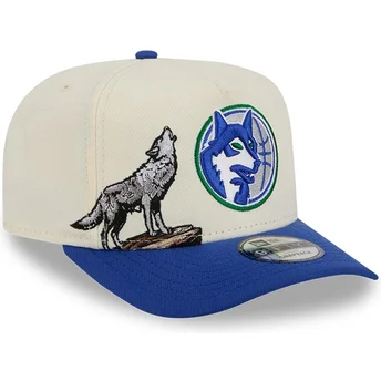 Buet beige og blå snapback-kasket 9FIFTY A Frame Precurved Hardwood Classics fra Minnesota Timberwolves NBA fra New Era