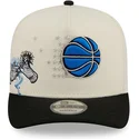 buet-beige-og-sort-snapback-kasket-9fifty-a-frame-precurved-hardwood-classics-fra-orlando-magic-nba-fra-new-era