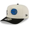 buet-beige-og-sort-snapback-kasket-9fifty-a-frame-precurved-hardwood-classics-fra-orlando-magic-nba-fra-new-era