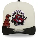 buet-beige-og-sort-snapback-kasket-9fifty-a-frame-precurved-hardwood-classics-fra-toronto-raptors-nba-fra-new-era