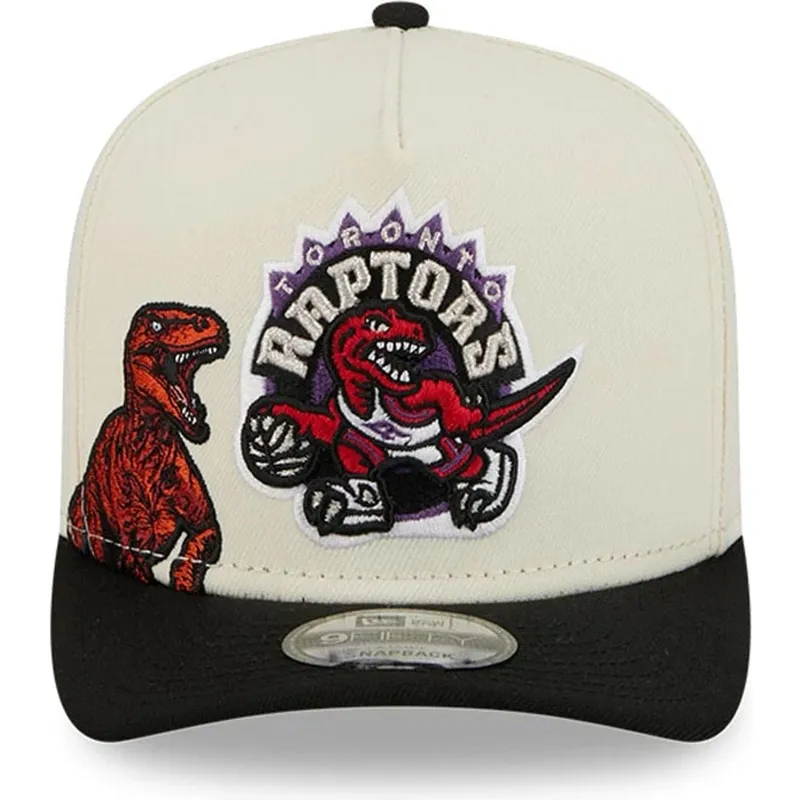 buet-beige-og-sort-snapback-kasket-9fifty-a-frame-precurved-hardwood-classics-fra-toronto-raptors-nba-fra-new-era