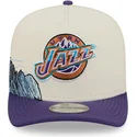 beige-og-violet-buet-kasket-snapback-9fifty-a-frame-precurved-hardwood-classics-fra-utah-jazz-nba-fra-new-era