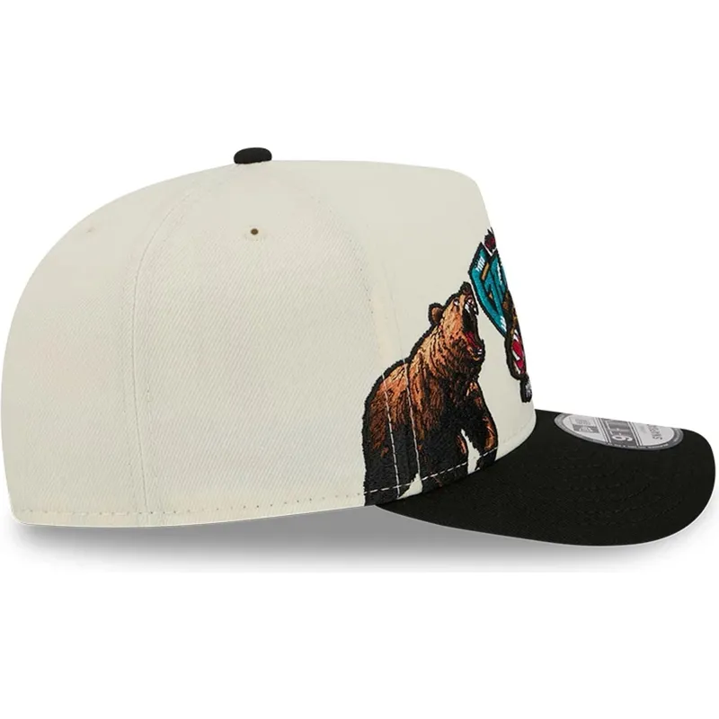 buet-beige-og-sort-snapback-kasket-9fifty-a-frame-precurved-hardwood-classics-fra-vancouver-grizzlies-nba-fra-new-era