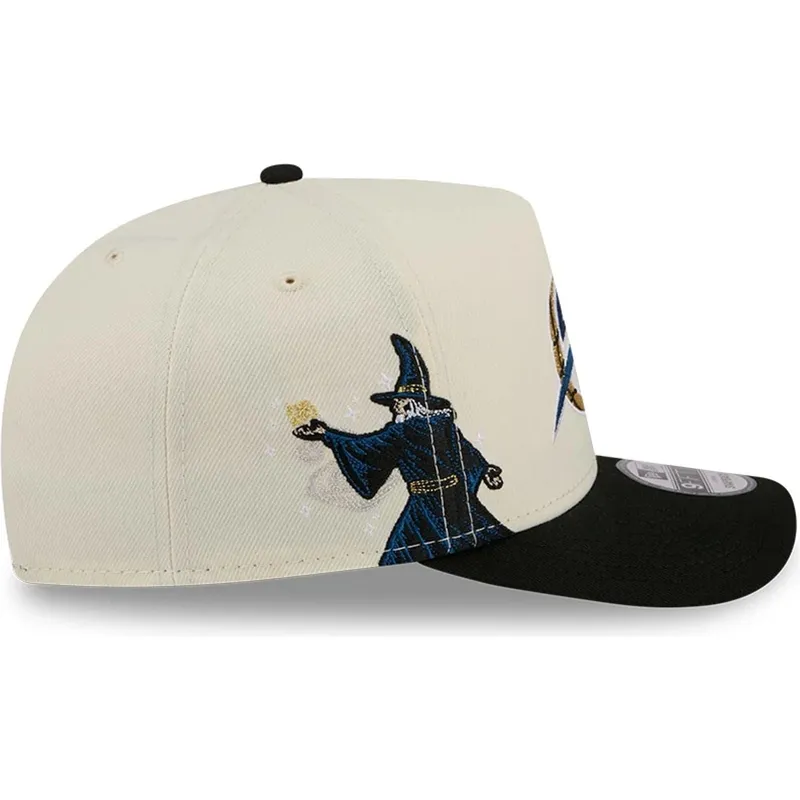 beige-og-sort-buet-kasket-snapback-9fifty-a-frame-precurved-hardwood-classics-fra-washington-wizards-nba-fra-new-era