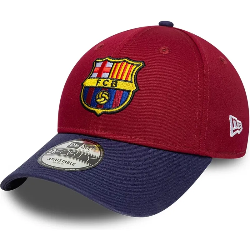 rod-og-bla-justerbar-buet-kasket-fra-fc-barcelona-laliga-9forty-contrast-fra-new-era