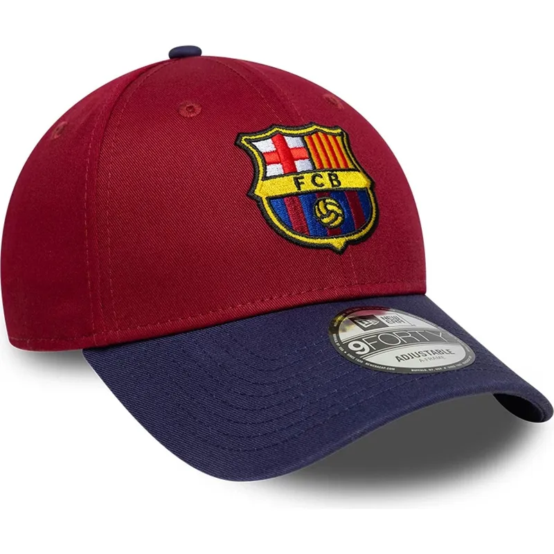 rod-og-bla-justerbar-buet-kasket-fra-fc-barcelona-laliga-9forty-contrast-fra-new-era
