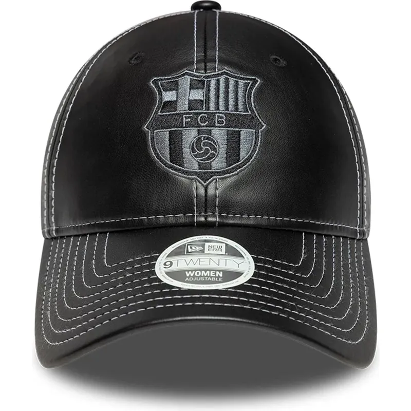 sort-justerbar-curved-kasket-til-kvinder-fra-fc-barcelona-laliga-9twenty-pu-leather-fra-new-era