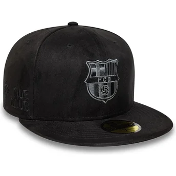 Sort fitted flad kasket med sort FC Barcelona LALIGA logo 59FIFTY Mes Que Un Club fra New Era