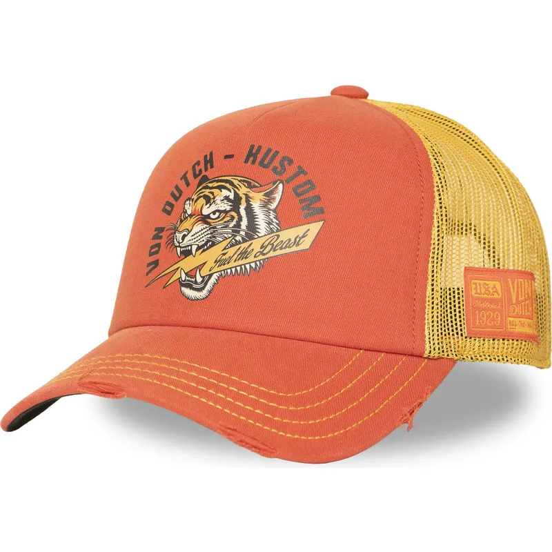 trucker-kasket-orange-og-gul-crew33-fra-von-dutch