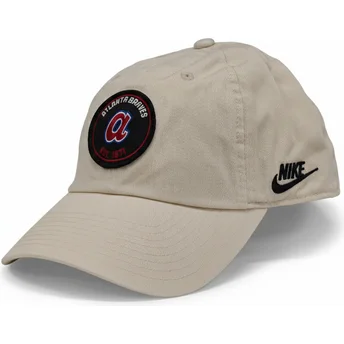 Atlanta Braves MLB Nike justerbar beige buet kasket i ustruktureret økologisk bomuld