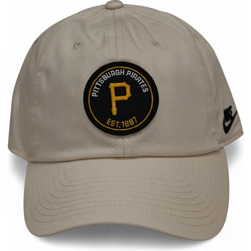 beige-justerbar-bojet-kasket-club-unstructured-organic-cotton-fra-pittsburgh-pirates-mlb-fra-nike