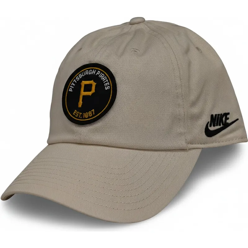 beige-justerbar-bojet-kasket-club-unstructured-organic-cotton-fra-pittsburgh-pirates-mlb-fra-nike