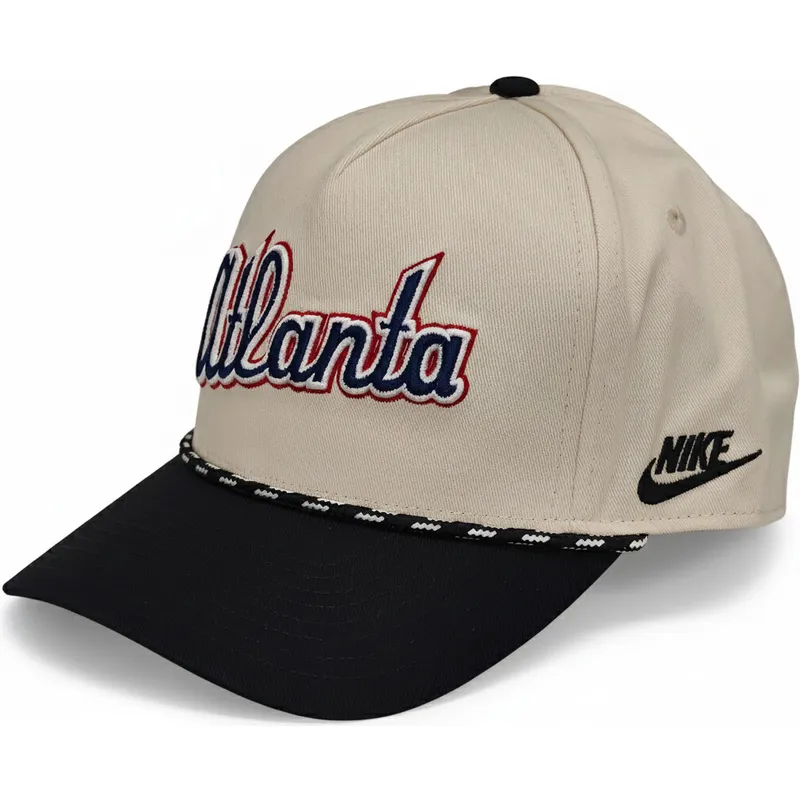 atlanta-braves-mlb-nike-rise-structured-beige-og-sort-buet-snapback-kasket