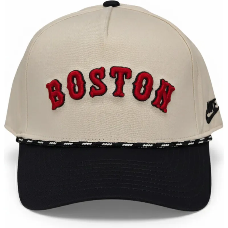 beige-og-sort-snapback-rise-structured-kasket-med-buet-skygge-fra-boston-red-sox-mlb-fra-nike
