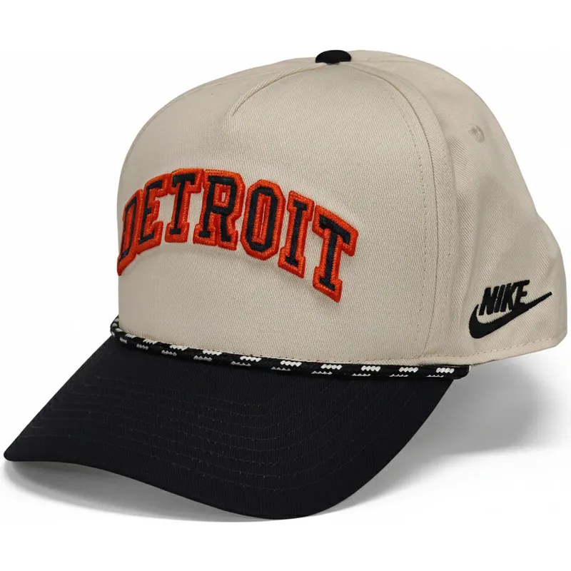 nike-detroit-tigers-mlb-rise-structured-beige-og-sort-snapback-kasket-med-buet-skygge