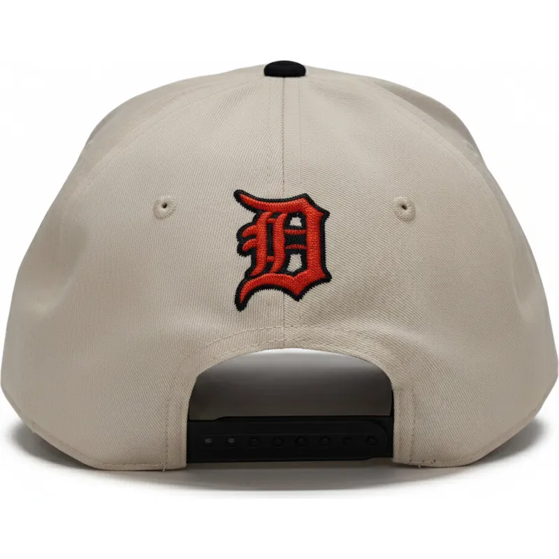 beige-og-sort-buet-kasket-snapback-rise-structured-fra-detroit-tigers-mlb-fra-nike