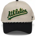 beige-og-sort-buet-kasket-snapback-rise-structured-fra-oakland-athletics-mlb-fra-nike
