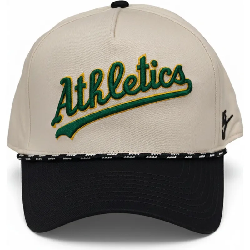nike-oakland-athletics-mlb-rise-structured-beige-og-sort-snapback-kasket-med-buet-skygge