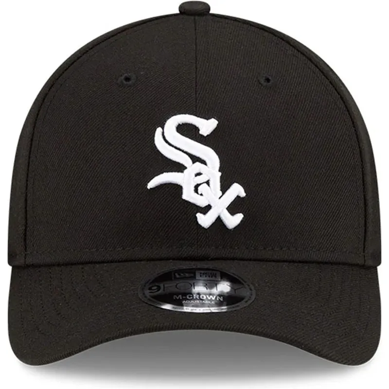sort-curved-snapback-kasket-9forty-m-crown-player-replica-fra-chicago-white-sox-mlb-fra-new-era