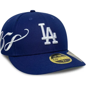 Blå buet kasket justerbar 59FIFTY Low Profile Precurved Est Script fra Los Angeles Dodgers MLB fra New Era