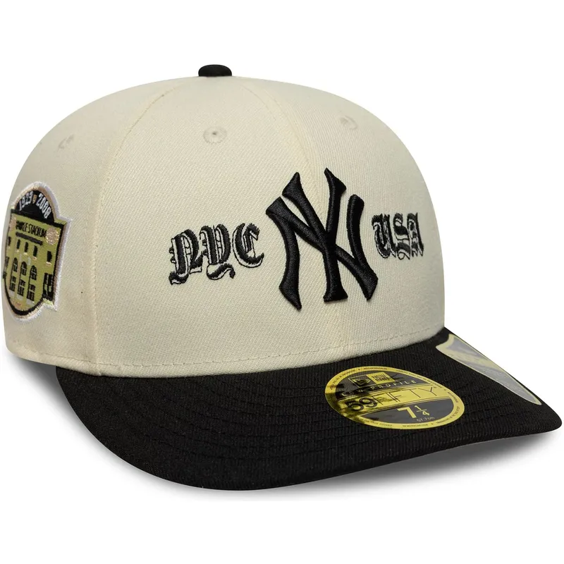 buet-beige-og-sort-fitted-kasket-59fifty-low-profile-precurved-coops-fra-new-york-yankees-mlb-fra-new-era