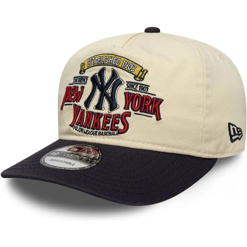 buet-kasket-beige-og-marinebla-justerbar-19twenty-washed-graphic-fra-new-york-yankees-mlb-fra-new-era