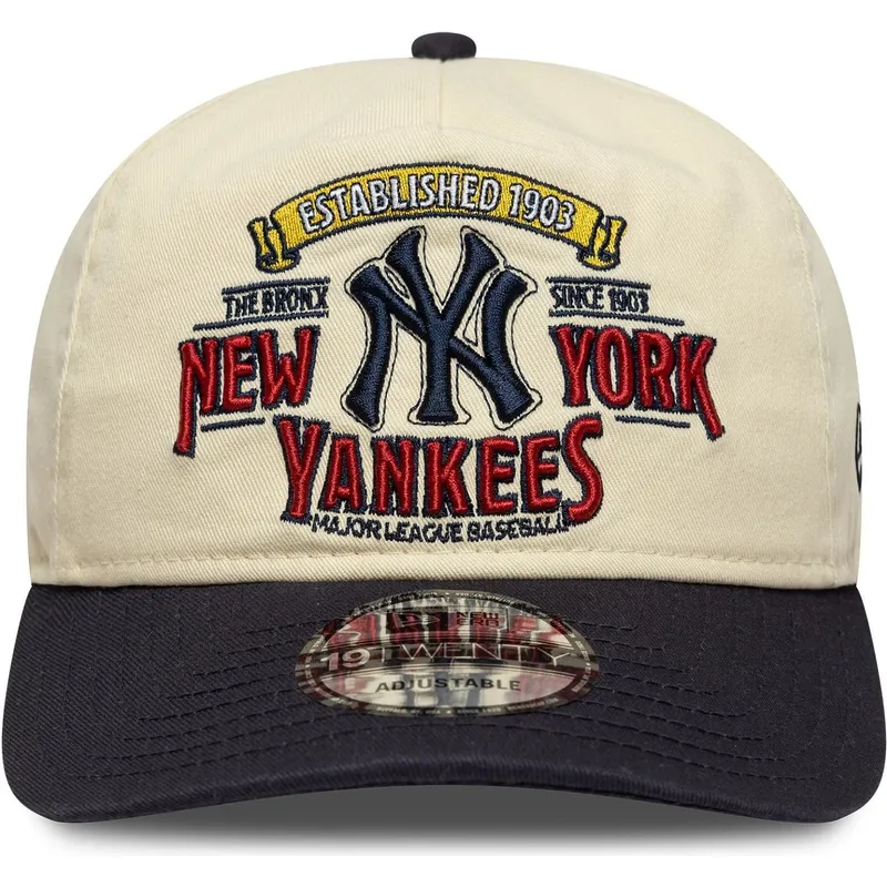 buet-kasket-beige-og-marinebla-justerbar-19twenty-washed-graphic-fra-new-york-yankees-mlb-fra-new-era