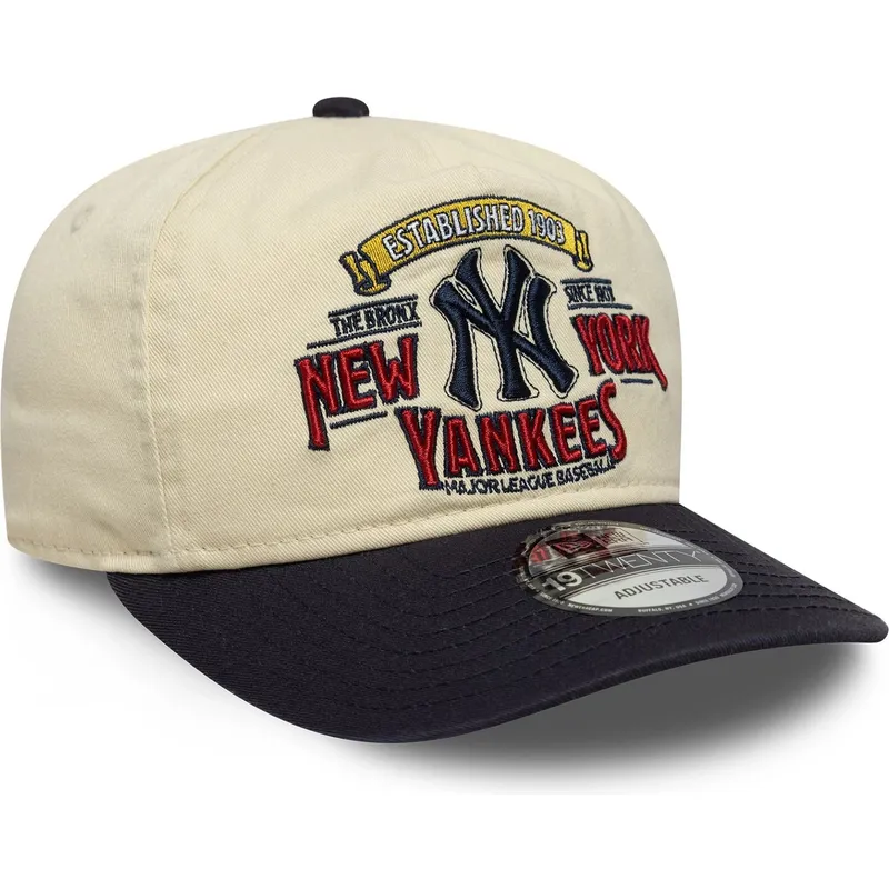 buet-kasket-beige-og-marinebla-justerbar-19twenty-washed-graphic-fra-new-york-yankees-mlb-fra-new-era