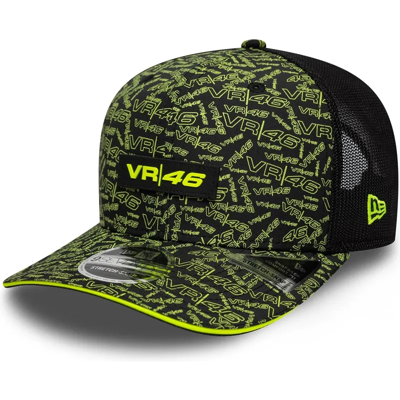sort-og-gul-trucker-kasket-9seventy-stretch-snap-all-over-print-fra-valentino-rossi-vr46-motogp-fra-new-era