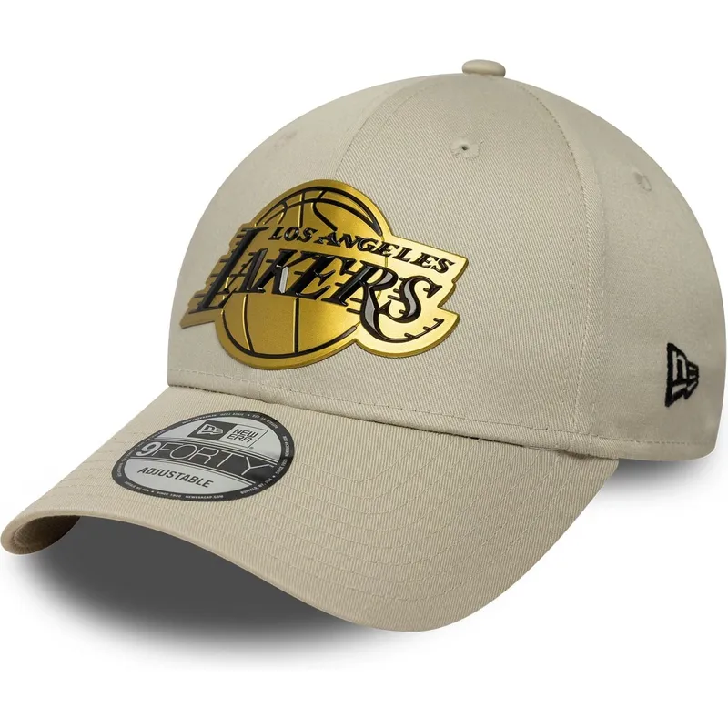 buet-beige-snapback-kasket-9forty-metallic-fra-los-angeles-lakers-nba-fra-new-era