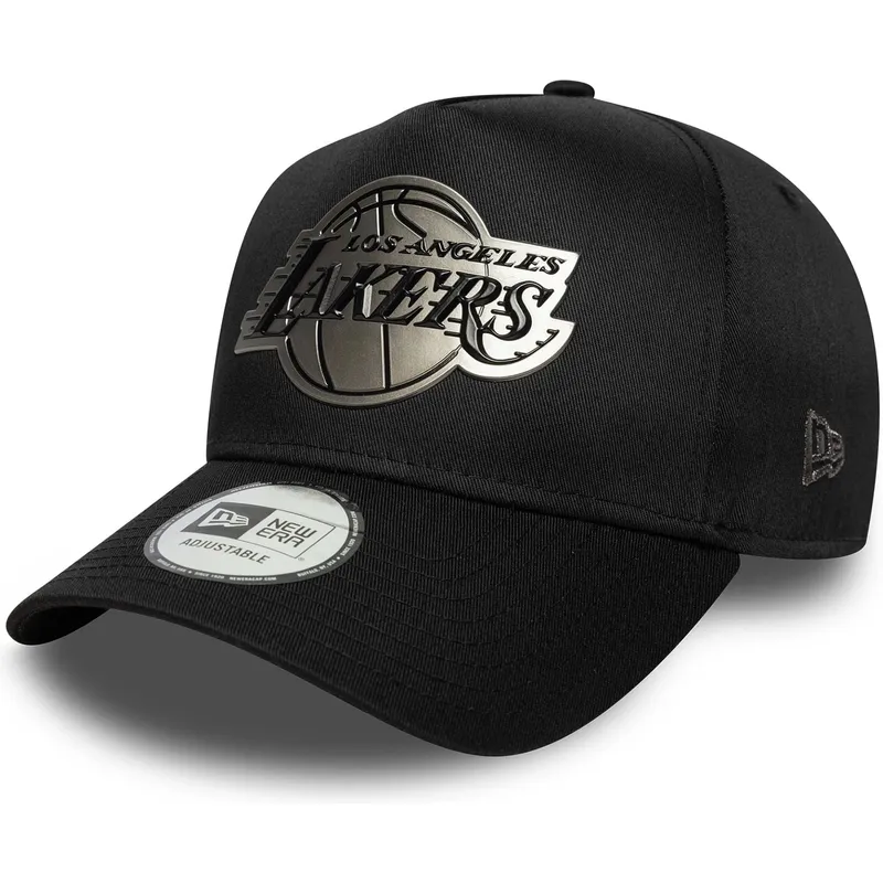 sort-buet-snapback-kasket-9forty-e-frame-metallic-fra-los-angeles-lakers-nba-fra-new-era