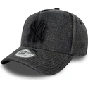 sort-buet-snapback-kasket-9forty-e-frame-denim-fra-new-york-yankees-mlb-fra-new-era