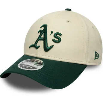 Buet beige og grøn snapback-kasket 9FORTY M-Crown fra Oakland Athletics MLB fra New Era