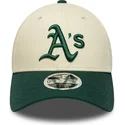 buet-beige-og-gron-snapback-kasket-9forty-m-crown-fra-oakland-athletics-mlb-fra-new-era