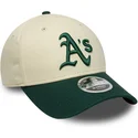 buet-beige-og-gron-snapback-kasket-9forty-m-crown-fra-oakland-athletics-mlb-fra-new-era