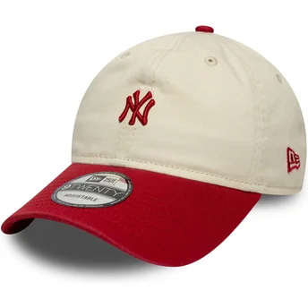 Buet beige og rød justerbar kasket 9TWENTY Mini Washed fra New York Yankees MLB fra New Era