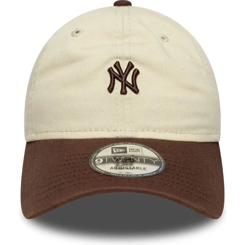 buet-kasket-beige-og-brun-justerbar-9twenty-mini-washed-fra-new-york-yankees-mlb-fra-new-era